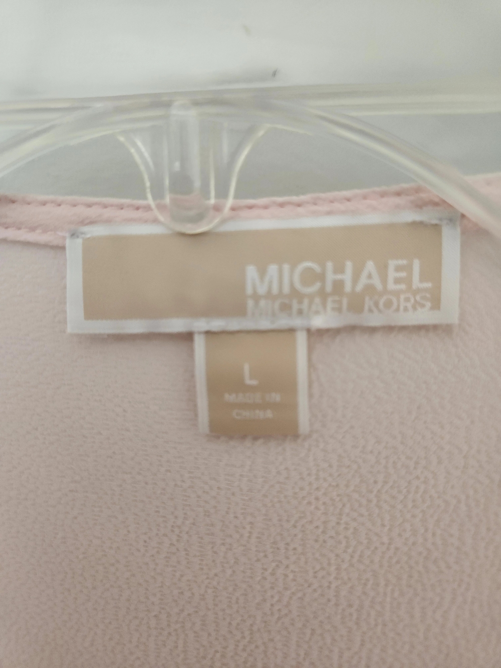 Michael Kors Soft Blush V-Neck Long Sleeve Blouse - Picture 2 of 2